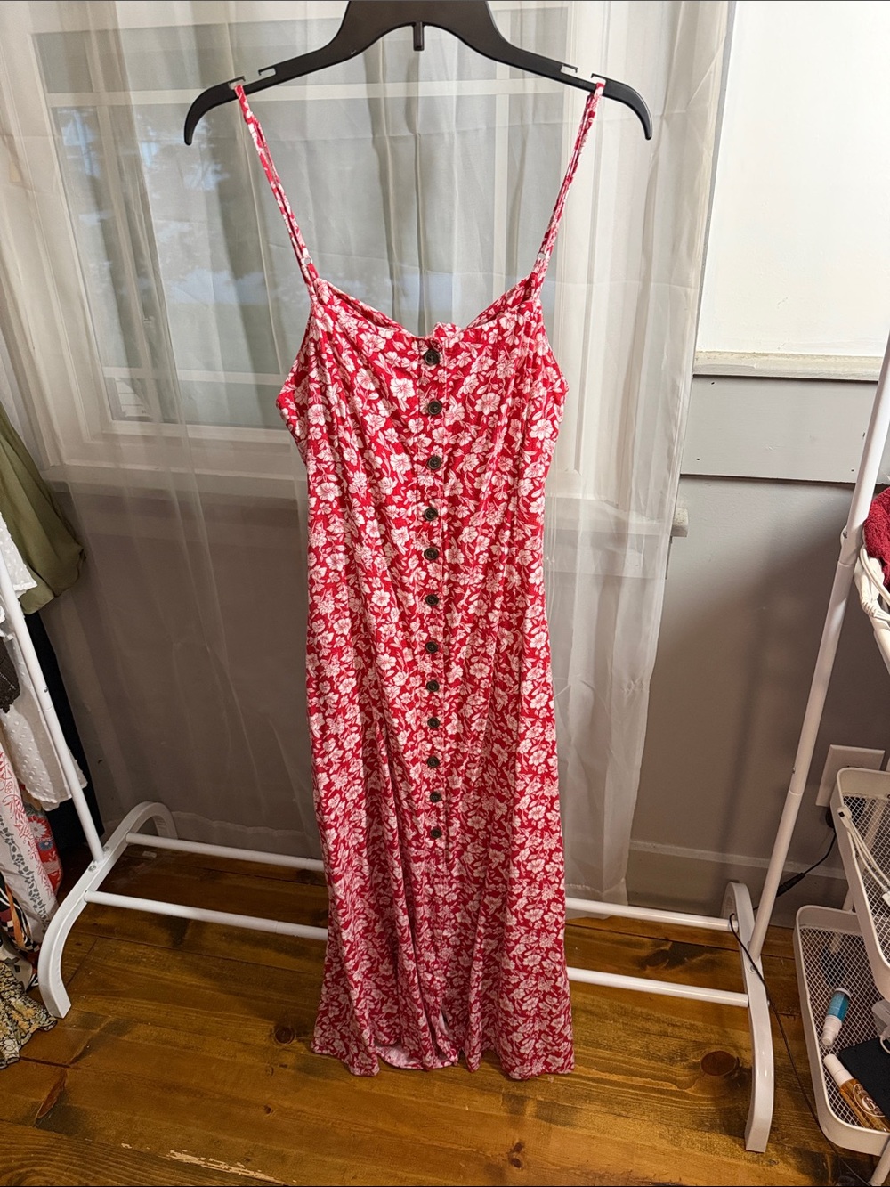 Universal Thread Red Floral Button-Down Maxi Dress